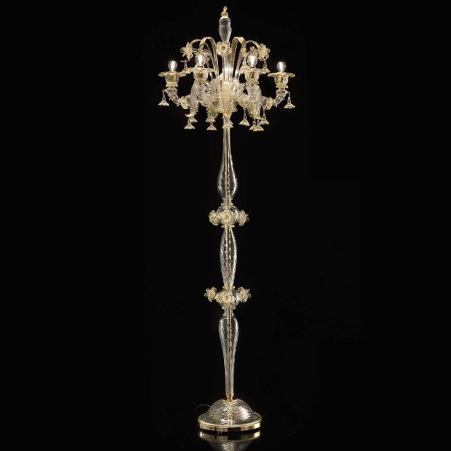 "Todara" luminaire en verre de Murano - 5 lumières - transparent et or
