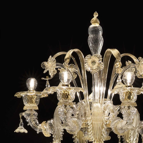 "Todara" Murano glass floor lamp - 5 lights - transparent and gold