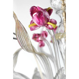 "Delizia" 8 lights pink flowers Murano glass chandelier