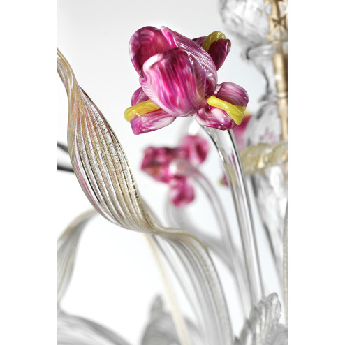 "Delizia" 2 lumières applique en verre de Murano fleurs roses