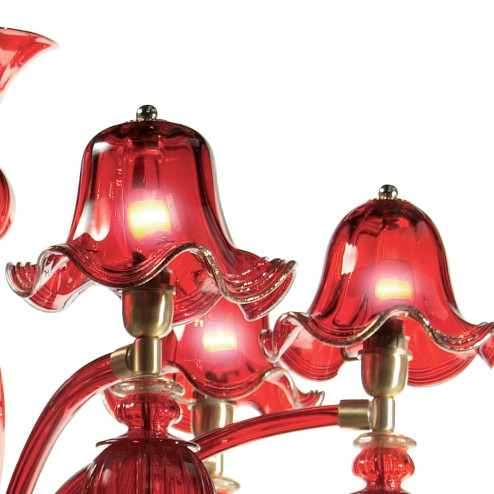 "Ravenna" 6 lights red Murano glass chandelier