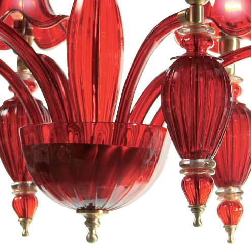 "Ravenna" lustre rouge en verre de Murano 6 lumières