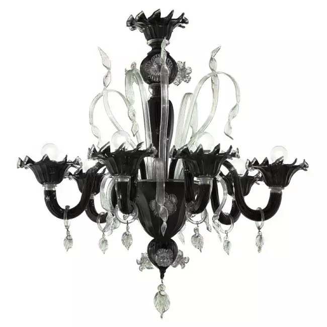 Ducale 6 lights Murano chandelier - black transparent