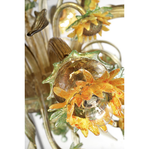 "Girasole" sunflowers Murano glass chandelier
