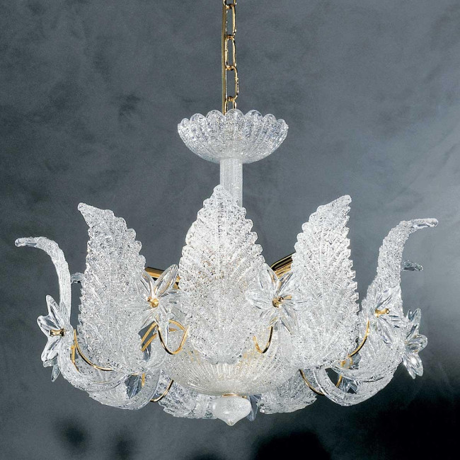 "Fiordaliso" Murano glass chandelier - 4 lights - transparent