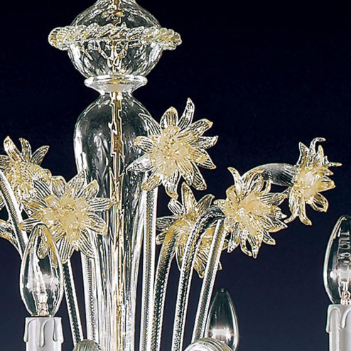"Florenza" lustre en cristal de Murano - 8 lumières - transparent et or