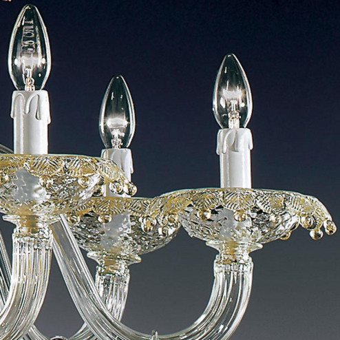 "Florenza" lampara de araña de Murano  - 8 luces - transparente y oro
