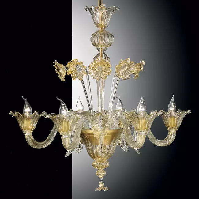 "Giustiniano" lustre en cristal de Murano - 6 lumières - or