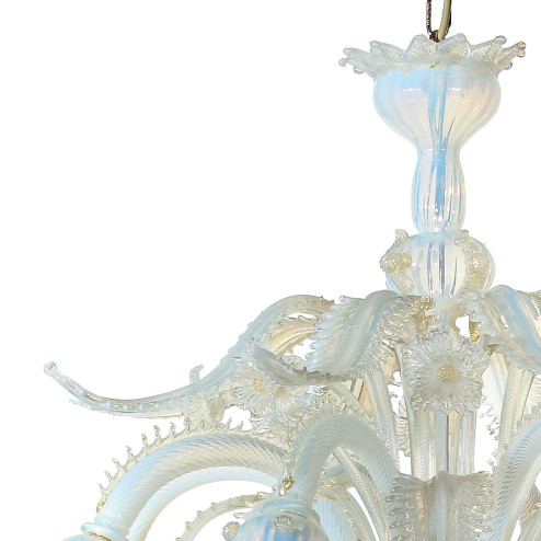 "Barbarigo" lustre opale et or en verre de Murano 8 lumières