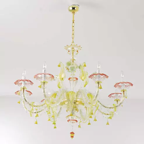 "Valeria" Murano glas Kronleuchter - 8 flammig - transparent, multicolor und gold
