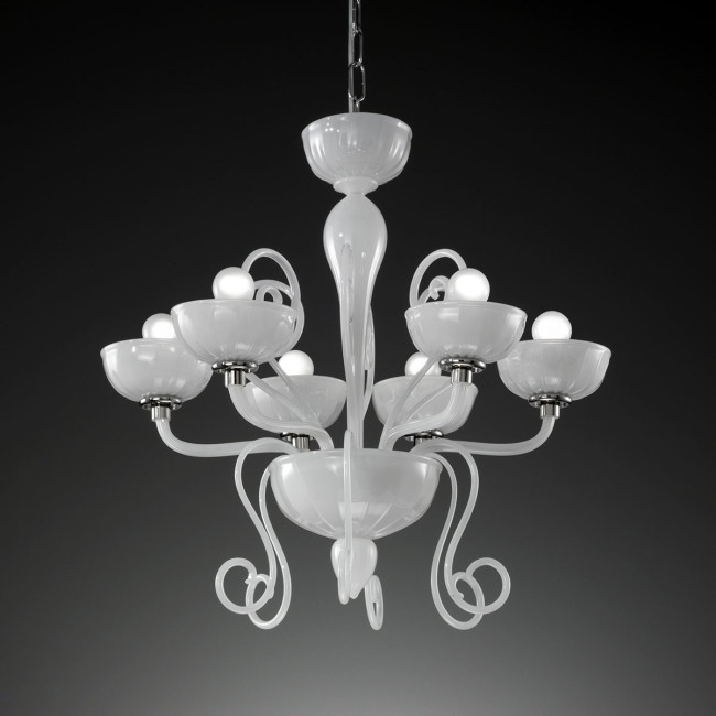 "Bassanio" lampara de araña de Murano - 6 luces - blanco