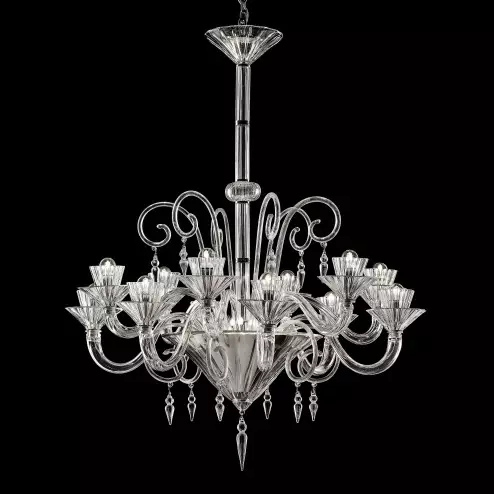 "Dioniso" lampara de araña de Murano - 12 luces - transparente