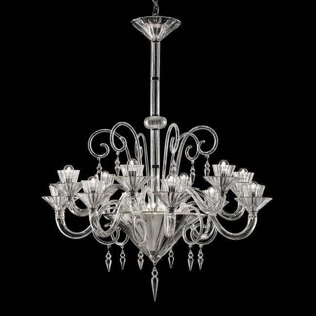 "Dioniso" Murano glass chandelier - 12 lights - transparent