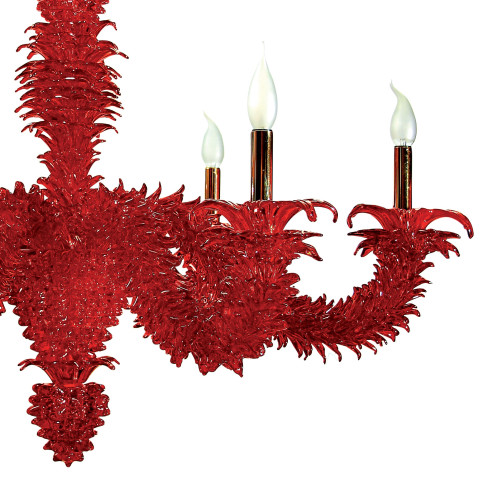 "Narciso" 6 lights red Murano glass chandelier