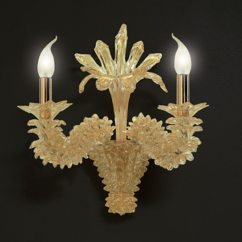 "Narciso" 2 lights Murano glass wall sconce - gold color