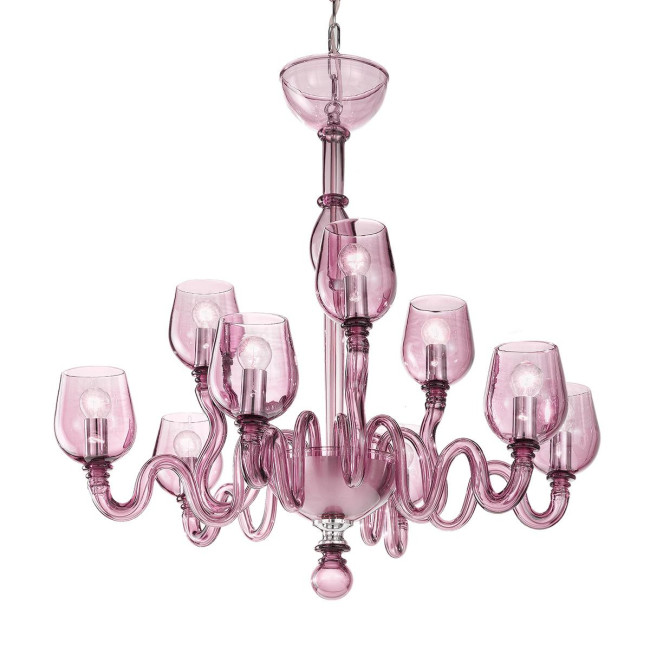 "Guendalina" Murano glass chandelier - 6+3 lights - purple