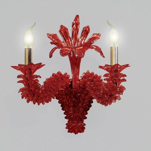 "Narciso" 2 lights Murano glass wall sconce - red color