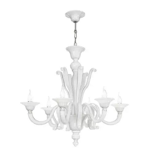 "Marinella" Murano glass chandelier - 6 lights - white