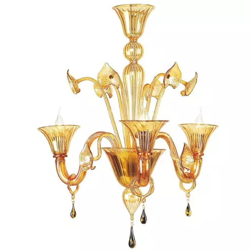 "Osiride" lampara de araña de Murano - 3 luces - ámbar