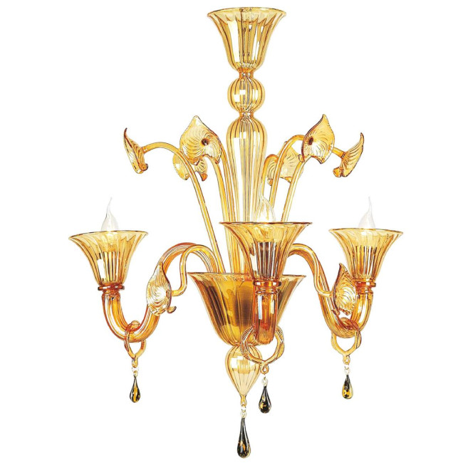 "Osiride" lustre en cristal de Murano - 3 lumières - ambre