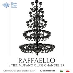 “Raffaello” 5 tier Murano glass chandelier