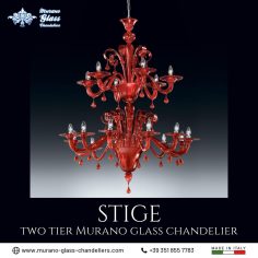 “Stige” two tier Murano glass chandelier